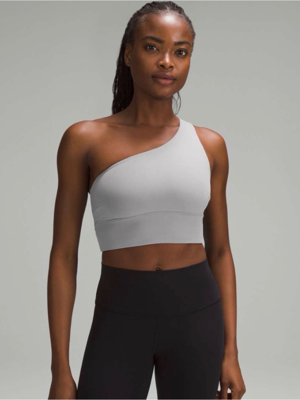 lululemon athletica One-Shoulder Light Gray Sports Bra